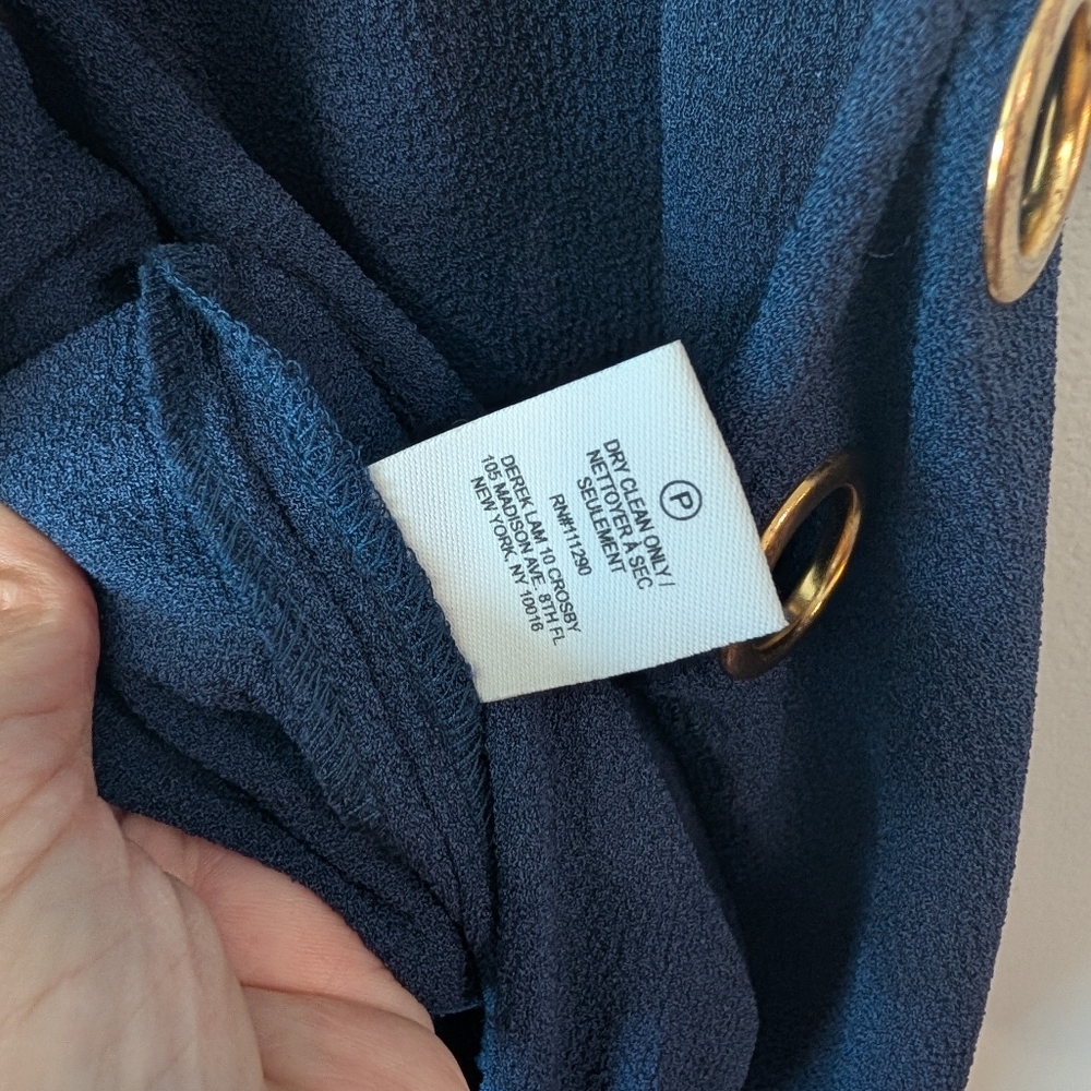 Derek Lam 10 Crosby  Navy Flared Jumpsuit Size 6 - Picture 5 of 9